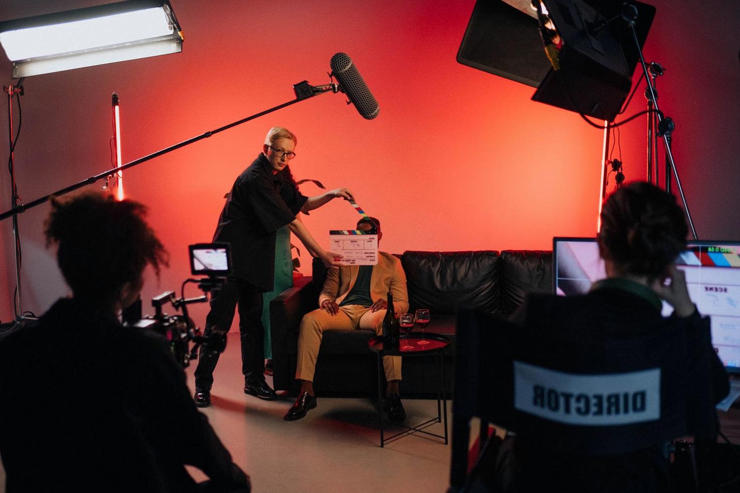 Indoor filming crew